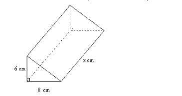 The total surface area of the prism below is 456 square centimeters. What is the value of the x, height