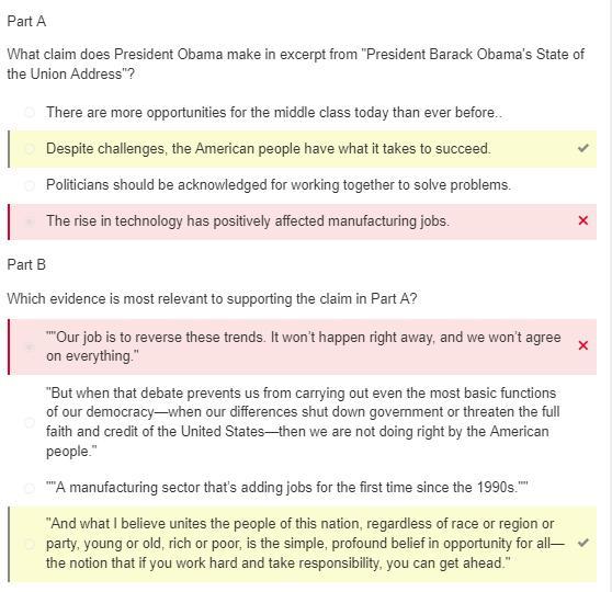 Part AWhat claim does President Obama make in excerpt from "President Barack Obama's State of the Union
