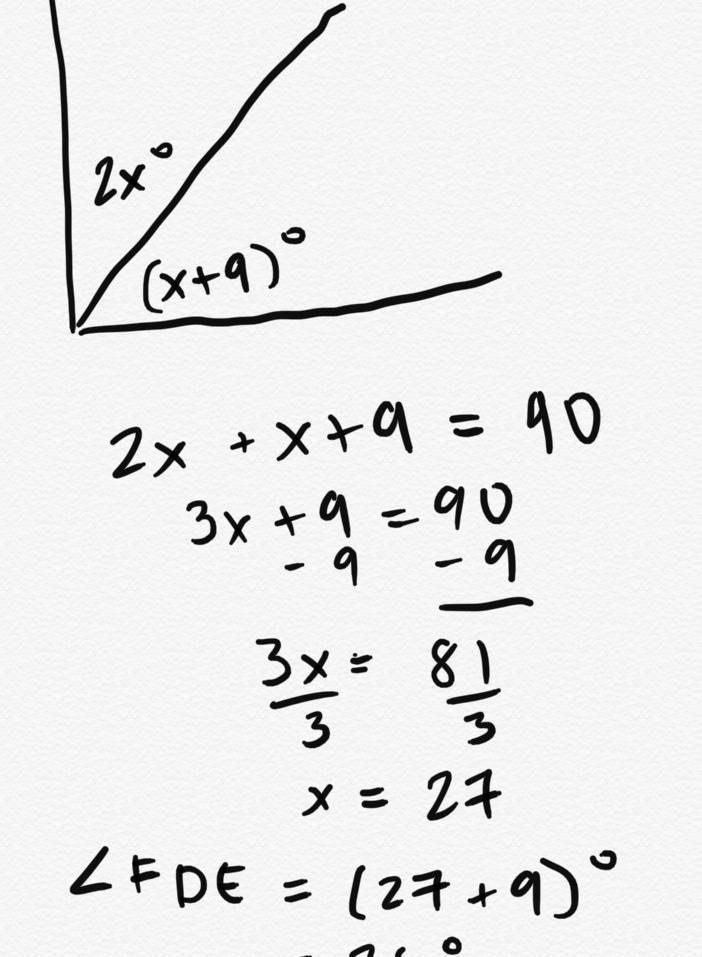 What Is The Measure Of &lt; FDE Given The Following Image? 