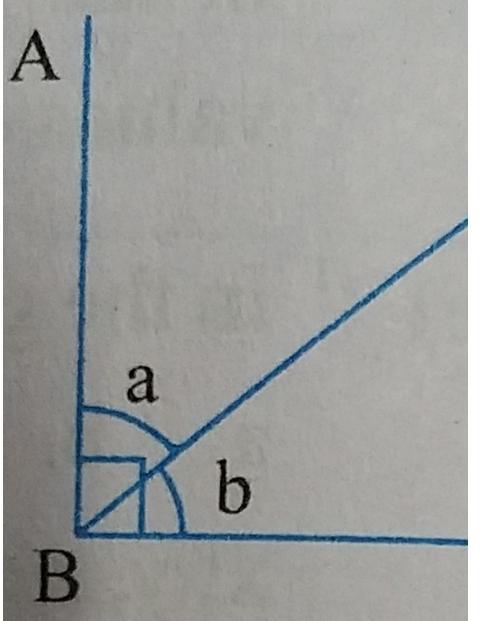 the figure alongside, In AB !BC and a-b=10 then find the values of a and b.