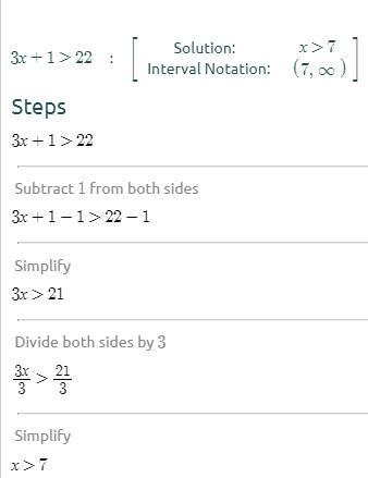 i need help with 3x + 1 &gt;_ 22=