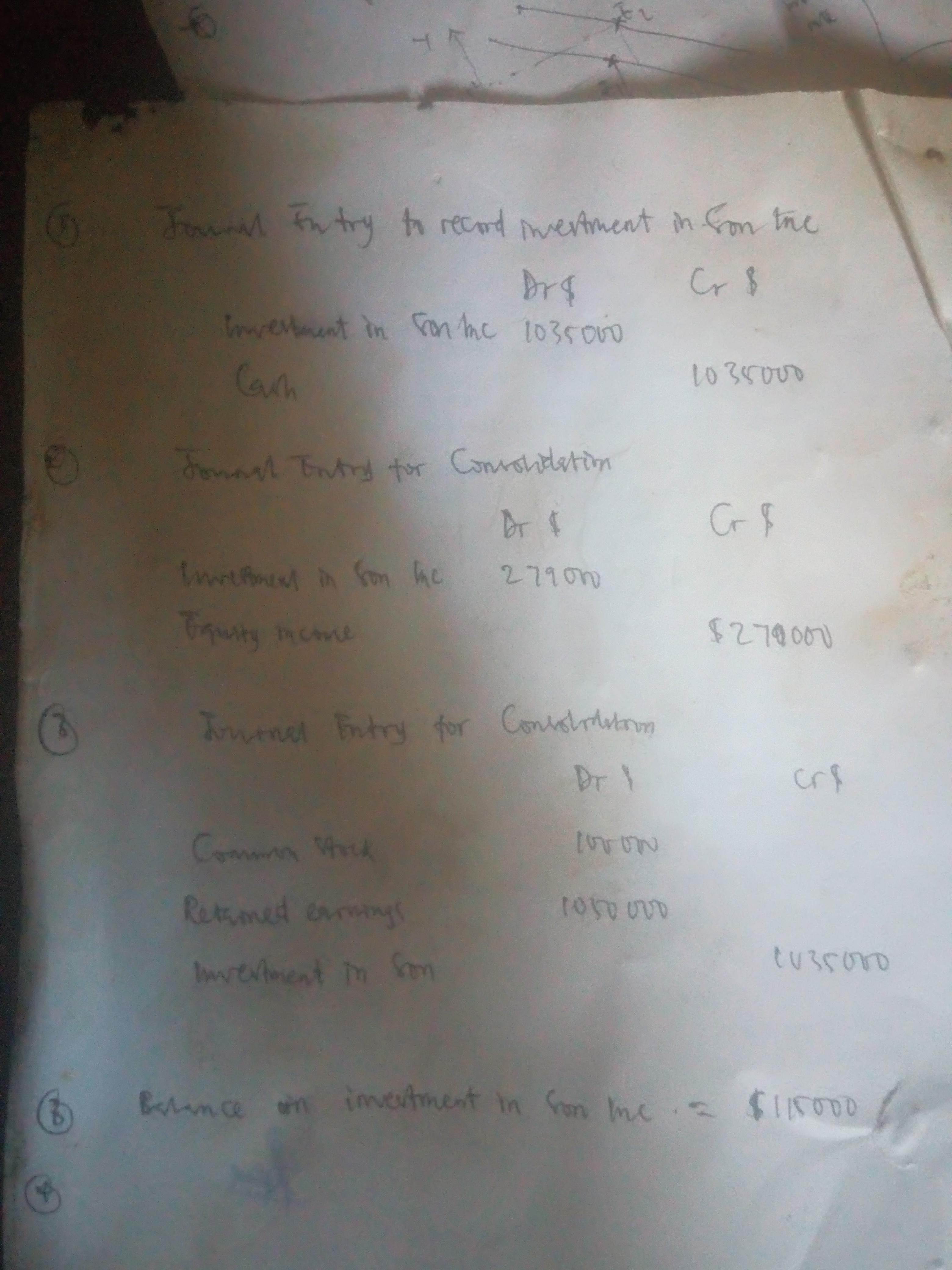 Parent Inc acquired 90% of Sub Inc on January 1, 20X8. Parent paid 50% of the acquisition price by cash