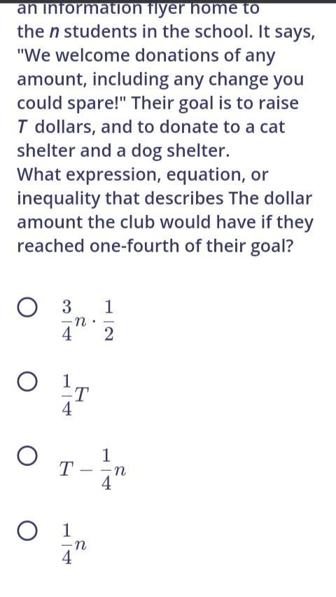 A student club started a fundraising effort to support animal rescue organizations. The club sent an