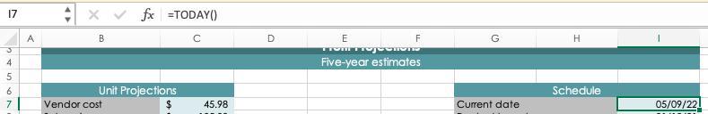 9. switch to the profit projections worksheet, which sets a schedule for developing and launching the