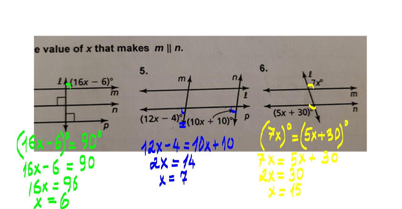 Find the value of x that makes m || n. 