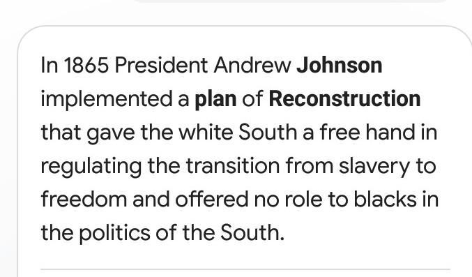 President Abraham Lincoln's plan for Reconstruction included Aallowing Southern states back into the