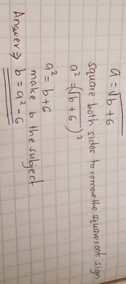 Pls help ASAP A=square root b+6