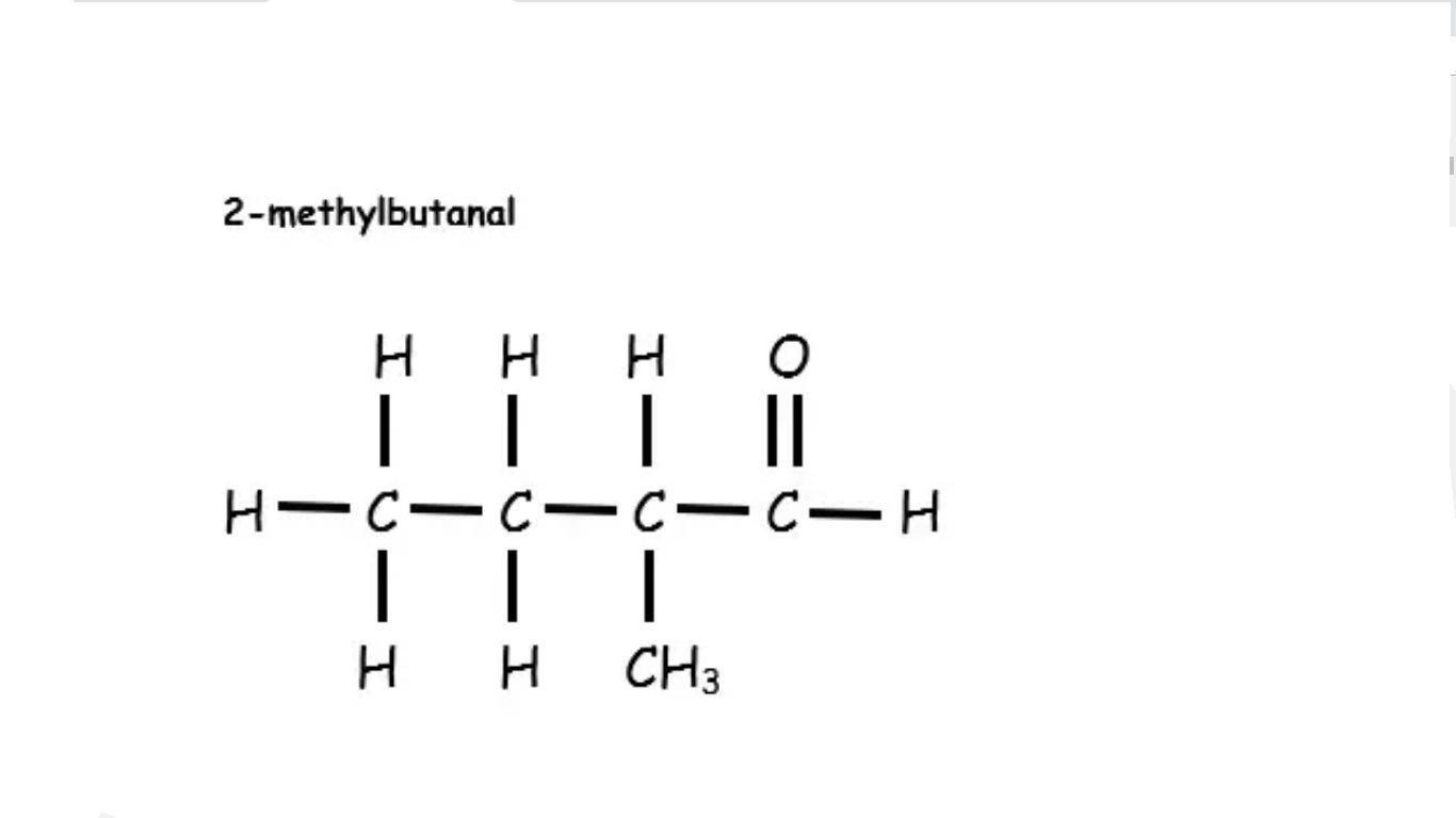 draw the aldehyde that is obtained as a by-product when l-leucine is treated with ninhydrin and naoh.