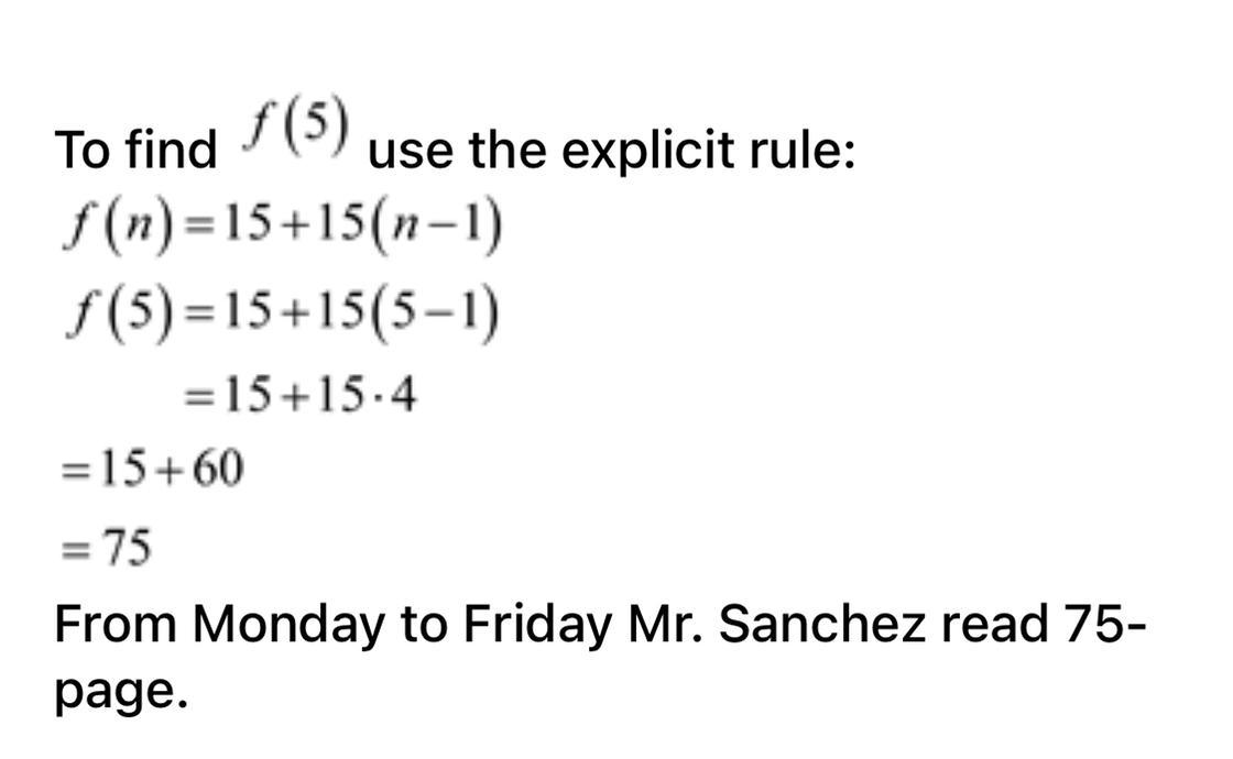 Mr. Sanchez is reading a biography. On Day 1 he had 225 pages left toread. He plans to read 15 pages