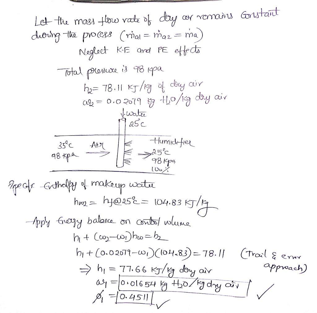 Atmospheric Air At 35 Degree C Flows Steadily Into An Adiabatic Saturation Device And Leaves As A Saturated