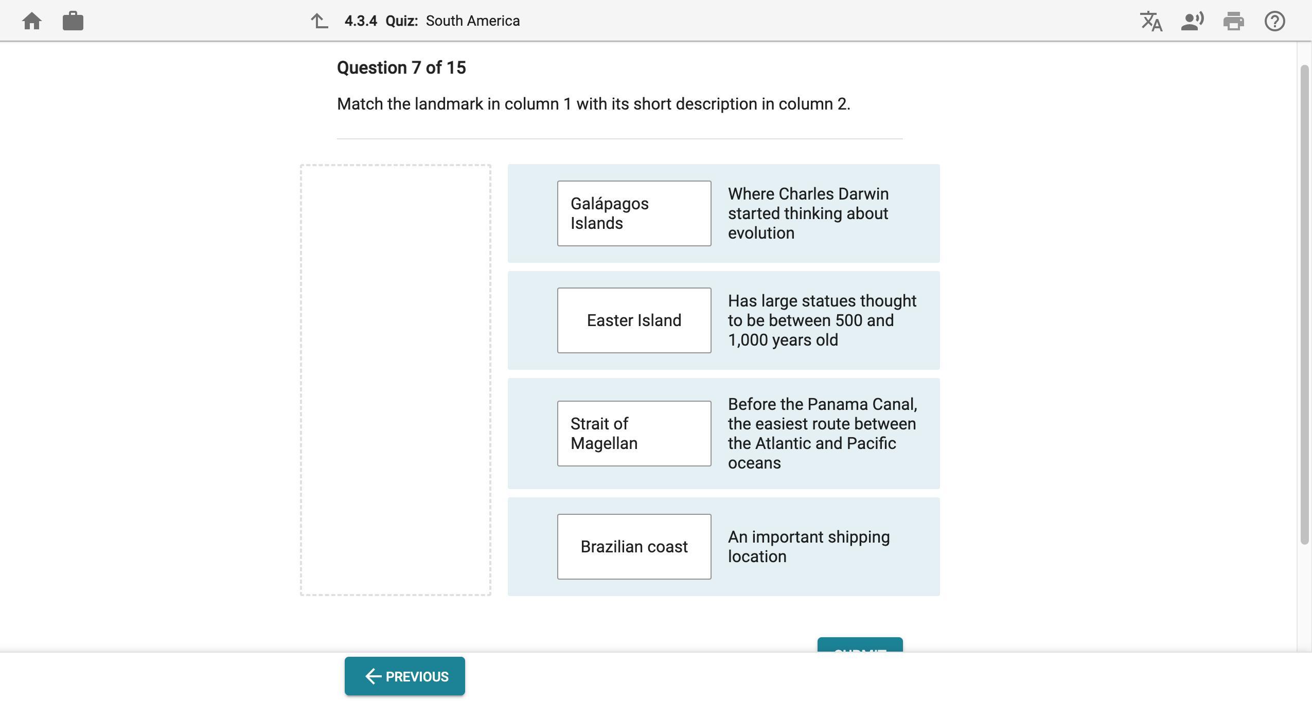 match the landmark in column 1 with its short description in column 2. 