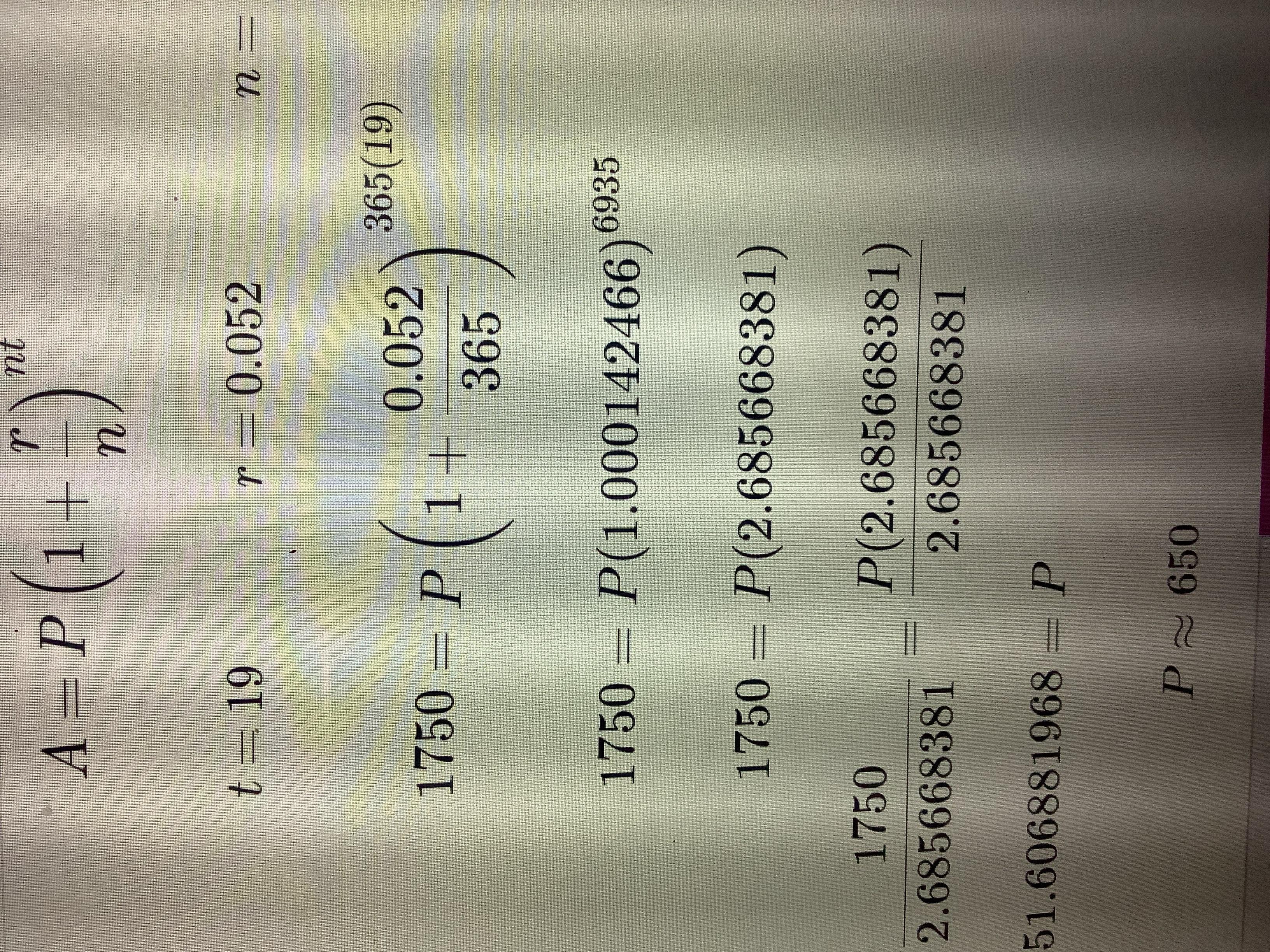 Damian is going to invest in an account paying an interest rate of 5.2% compoundeddaily. How much would