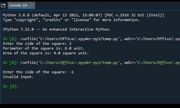 Problem: Write the Python code of a program called ComputeSquare that asks the user to enter the length