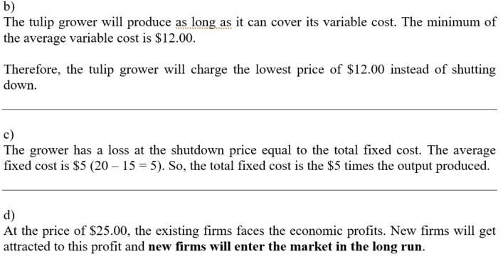 Tulip Growing Is A Perfectly Competitive Industry, And All Tulip Growers Have The Same Cost Curves. The