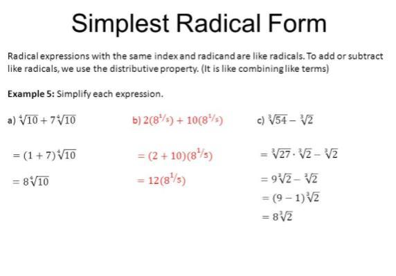 What Is Round Your Answer To The Simplest Radical From?I Need An Example Or Something I Dont Know What