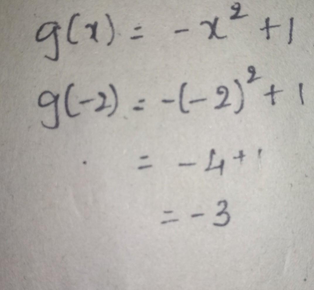 What is g(-2) for the function : g(x) = -x^2 + 1