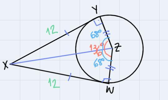 XY Is Tangent To Circle Z At Point Y. Xw Is Tangent To Circle Z At Point W. If XY = 12 Units, What Is