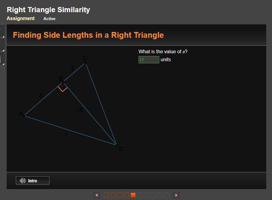 Triangle A C D is shown. A line is drawn from point D to point B on side A C to form a right angle. Line