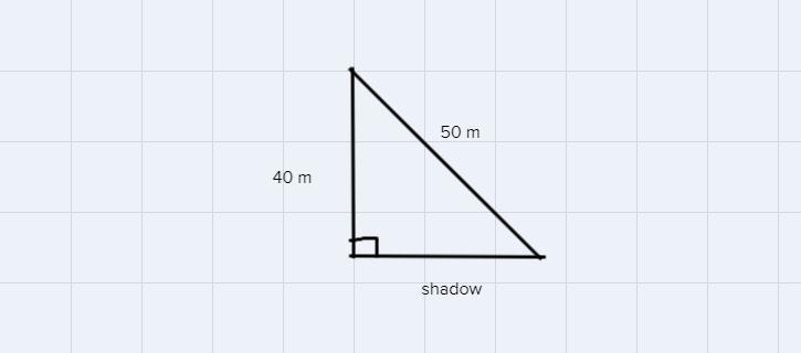On a sunny day, a tree and its shadow form the sides of a right triangle. If the hypotenuse is 50 meters