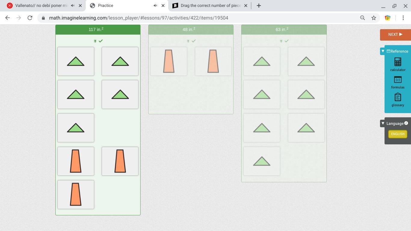 The Picture Shows A Green Parallelogram Split Into 8 Equal Parts And An Orange Parallelogram Split Into