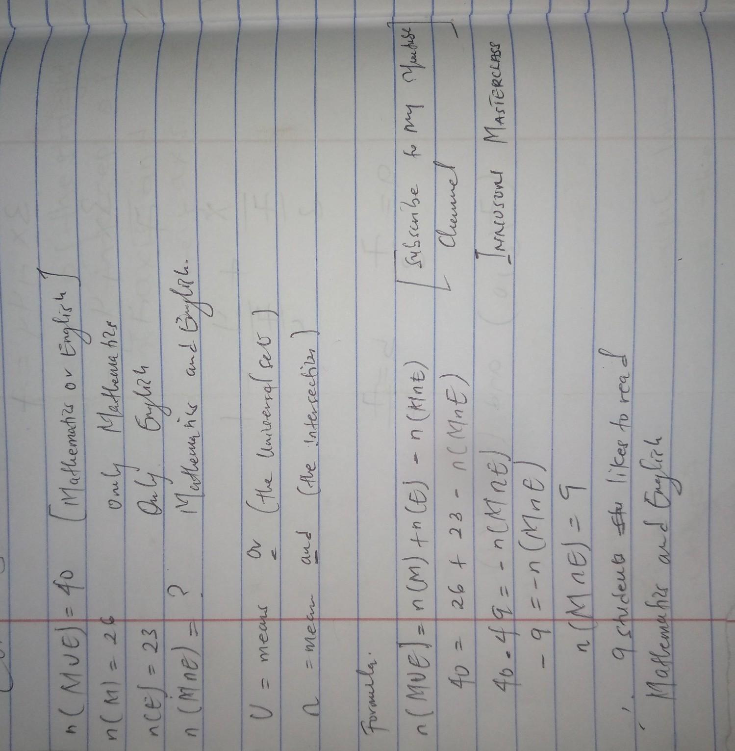 - There Are 40 Students In A Class. 26students Like To Read Mathematics And 23 Studentslike To Read English.