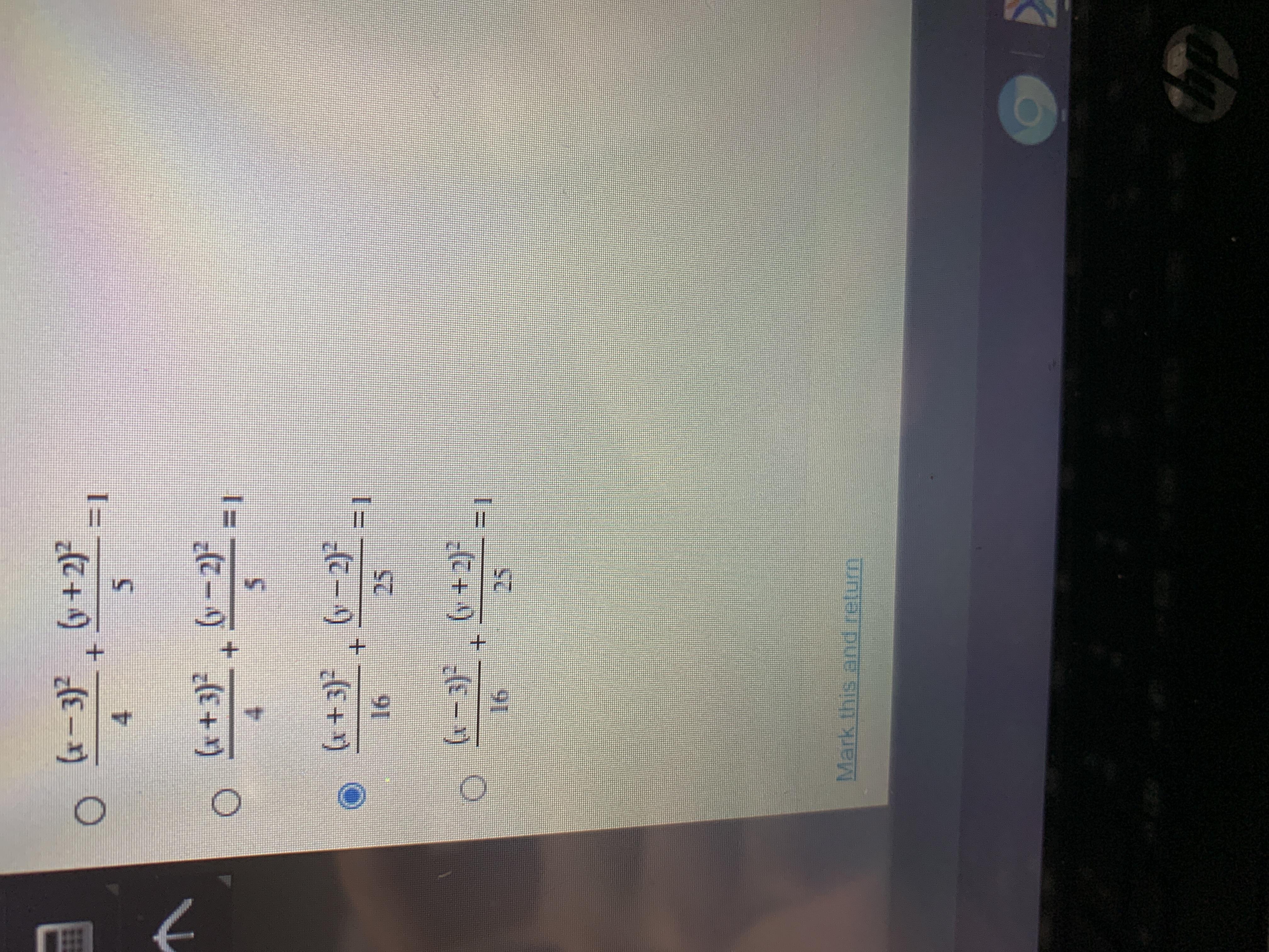 Consider the parametric equations x = 4cos(t) 3 and y = 5sin(t) + 2. What is the rectangular form?