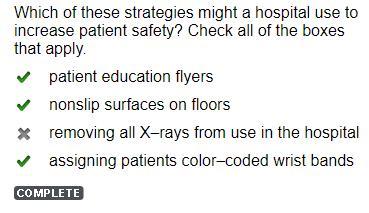 Which of these strategies might a hospital use to increase patient safety? Check all of the boxes that