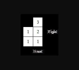 Draw the base plan for the set of stacked cubes. Assume that no cubes are hidden form view.