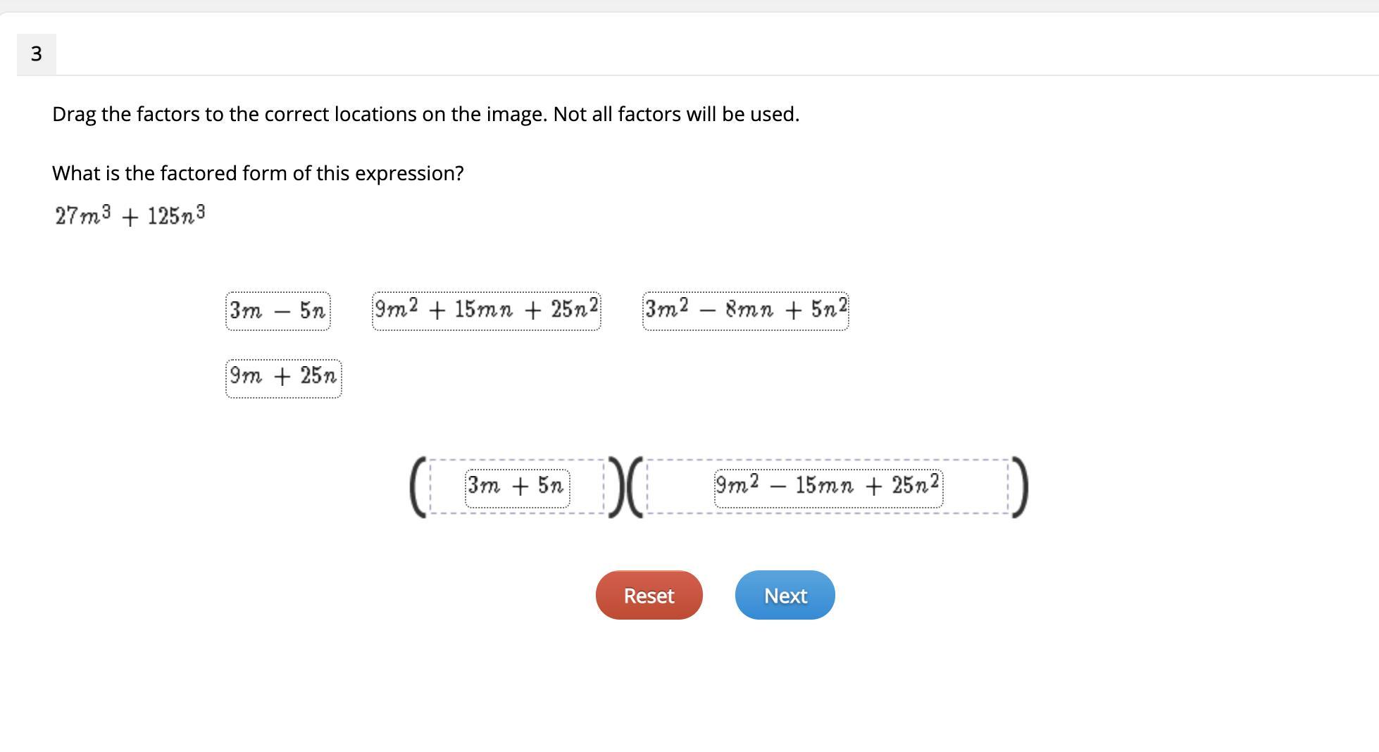 What is the factored form of this expression? 27n3+125n3