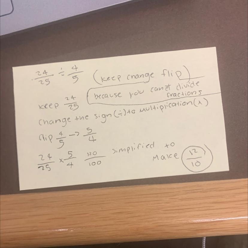 Find the value of: 24/25 divided by 4/5 Type mixed numbers like this: WholeNumber numerator/denominatortype