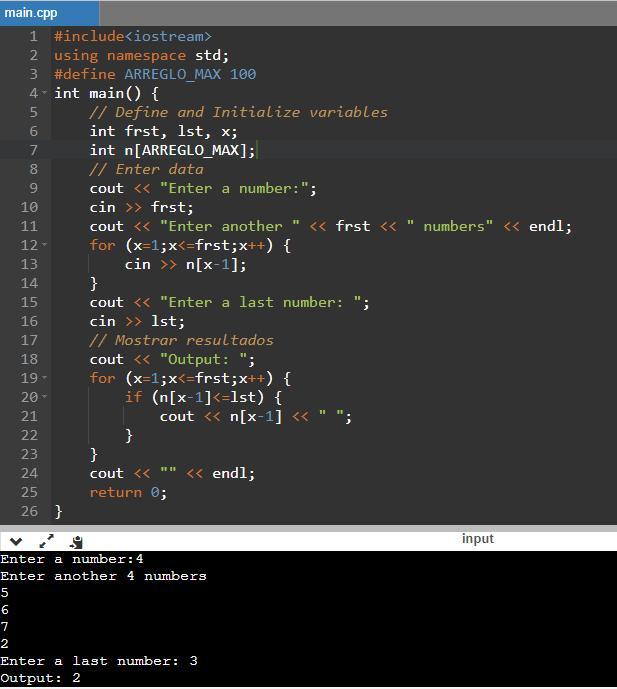 6.25 lab: output values below an amount - functions write a program that first gets a list of integers