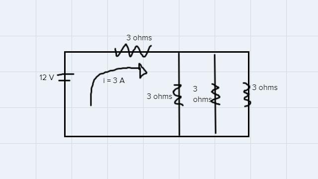 A Voltage Of 12 V Is Applied Across A Circuit With One 3 0hm Resistor In Series And Three 3 Ohm Resistors