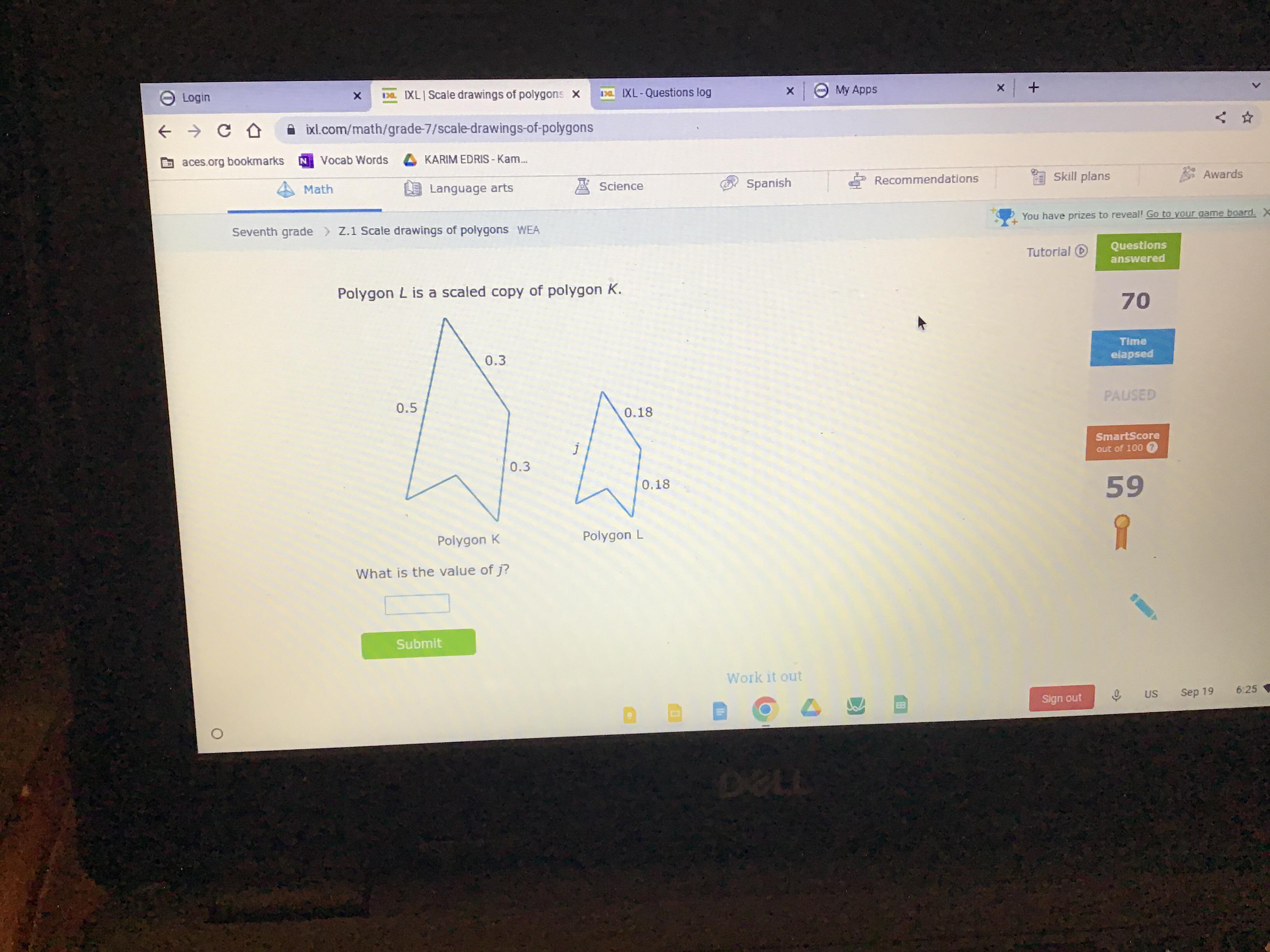 Polygon L is a scaled copy of polygon K.What is the value of m?