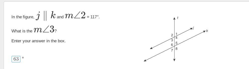 In The Figure, Jk And M2 = 117. What Is The M3? Enter Your Answer In The Box. Line T Diagonally Crossing