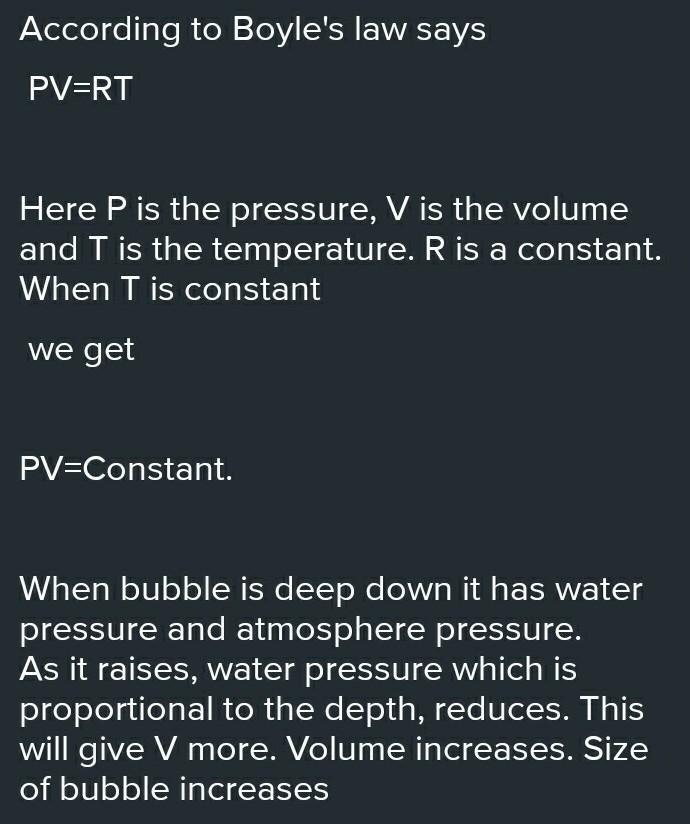 a bubble of methane gas rises from the bottom of the north sea, what will happen to the size of the bubble