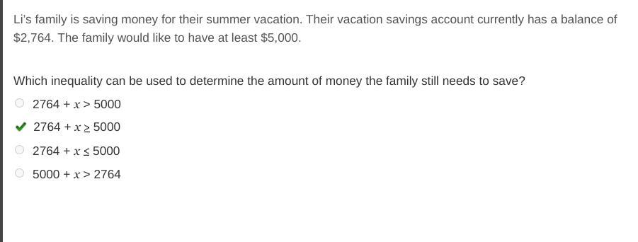 Lis family is saving money for their summer vacation. Their vacation savings account currently has a