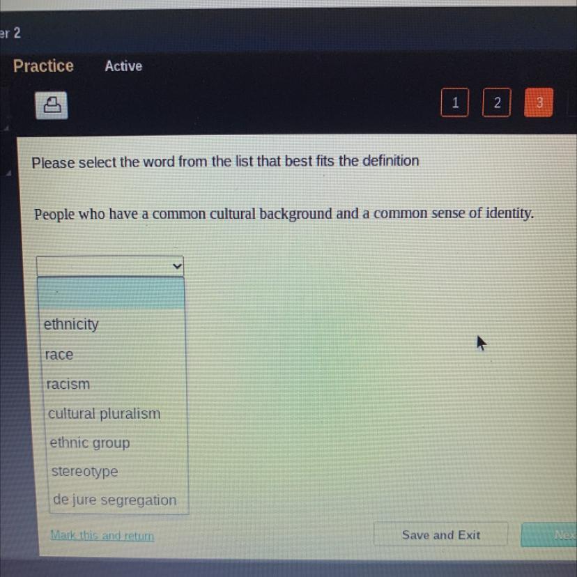 Please Select The Word From The List That Best Fits The Definition Group Without Clear Boundaries Or