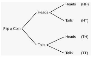 You flip a coin twice.What is the probability of getting a head and a head?Simplify your answer and write