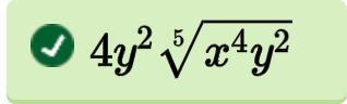 Which expression is equivalent to(32^2x^4y^12)^1/5