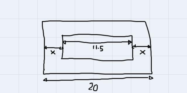 Lyla wants to hang a mirror that is 11 1/2 inches wide in the center of a wall that is 20 inches wide.
