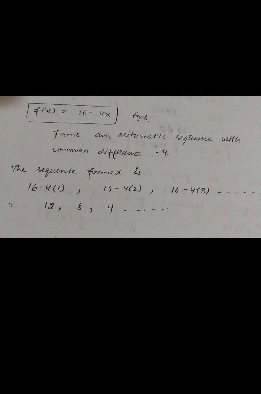 Which Function Forms An Arithmetic Sequence When X = 1,2,3,?( Help Please! )