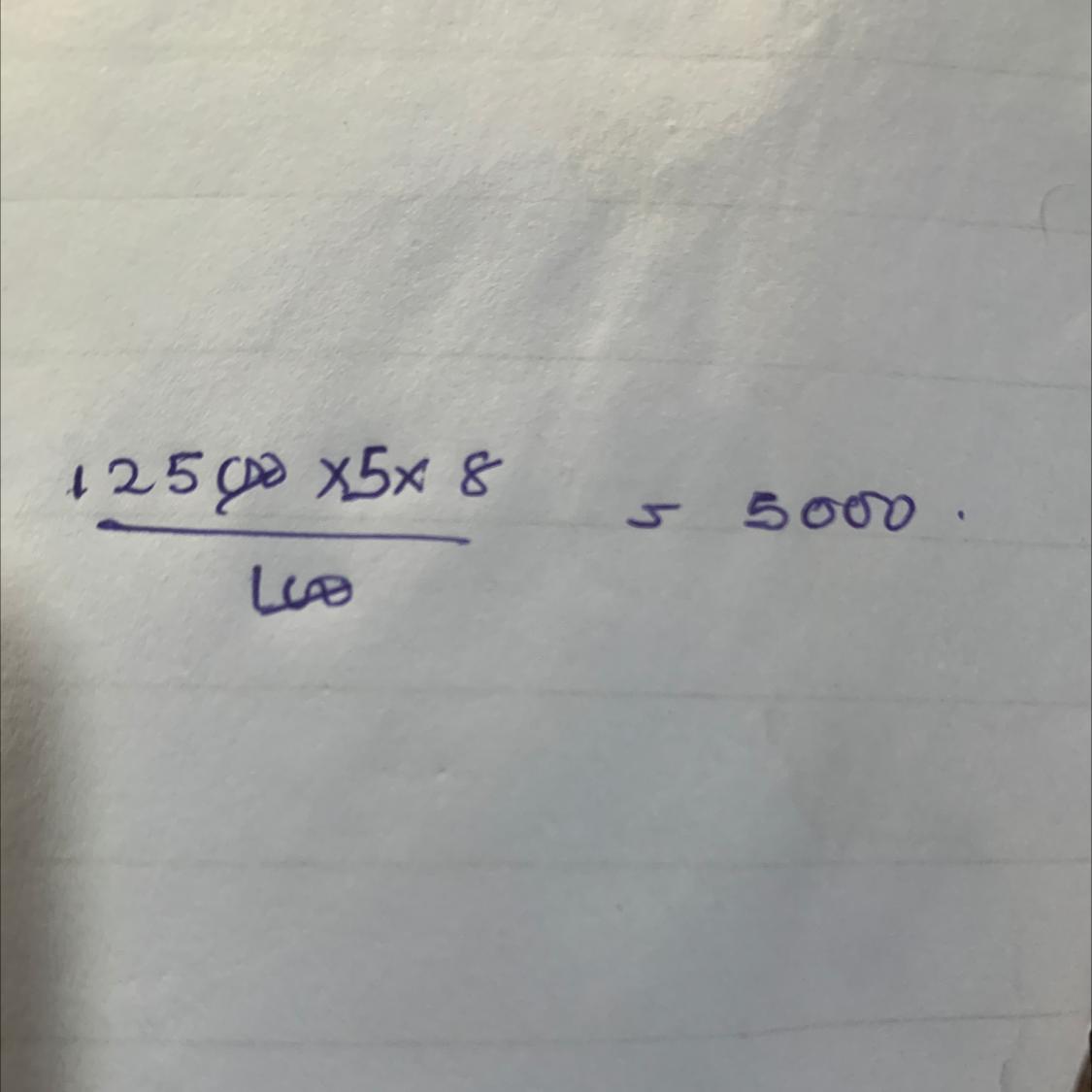 Find the interest and amount of Rs. 12500 for5 years at the rate of 8% per annum