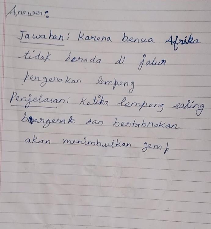 Mengapa Benua Afrika relatif lebih aman dari gempa vulkanik dibandingkan dengan Benua Asia dan Benua