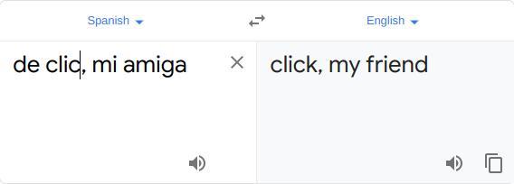 What Word Completes This Conversation?Mara: Gracias, Eduardo!Eduardo: De ______, Mi Amiga. 1. Clic 2.