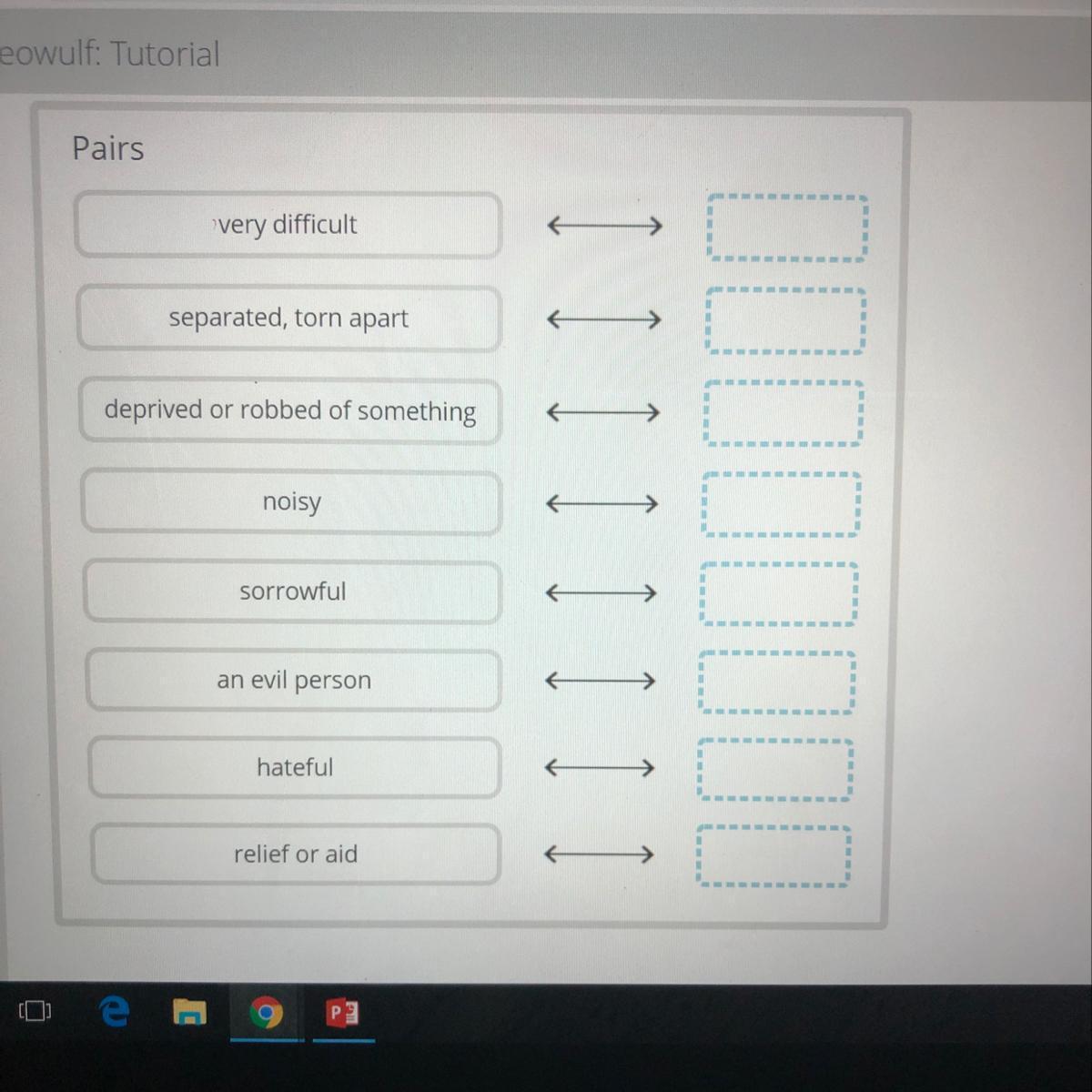 Refer to this vocabulary table of words from Beowulf. Use the examples given in the vocabulary table