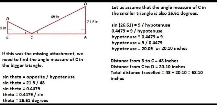 During a game of pool near hit a ball and it follow the path from B to C and then to de- the angles formed