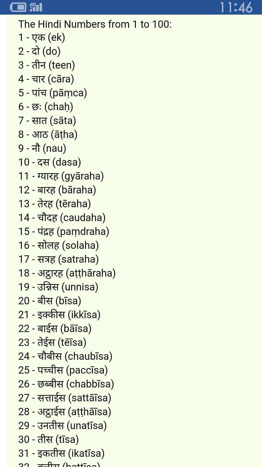 I Want Hindi Ginathi 1to30