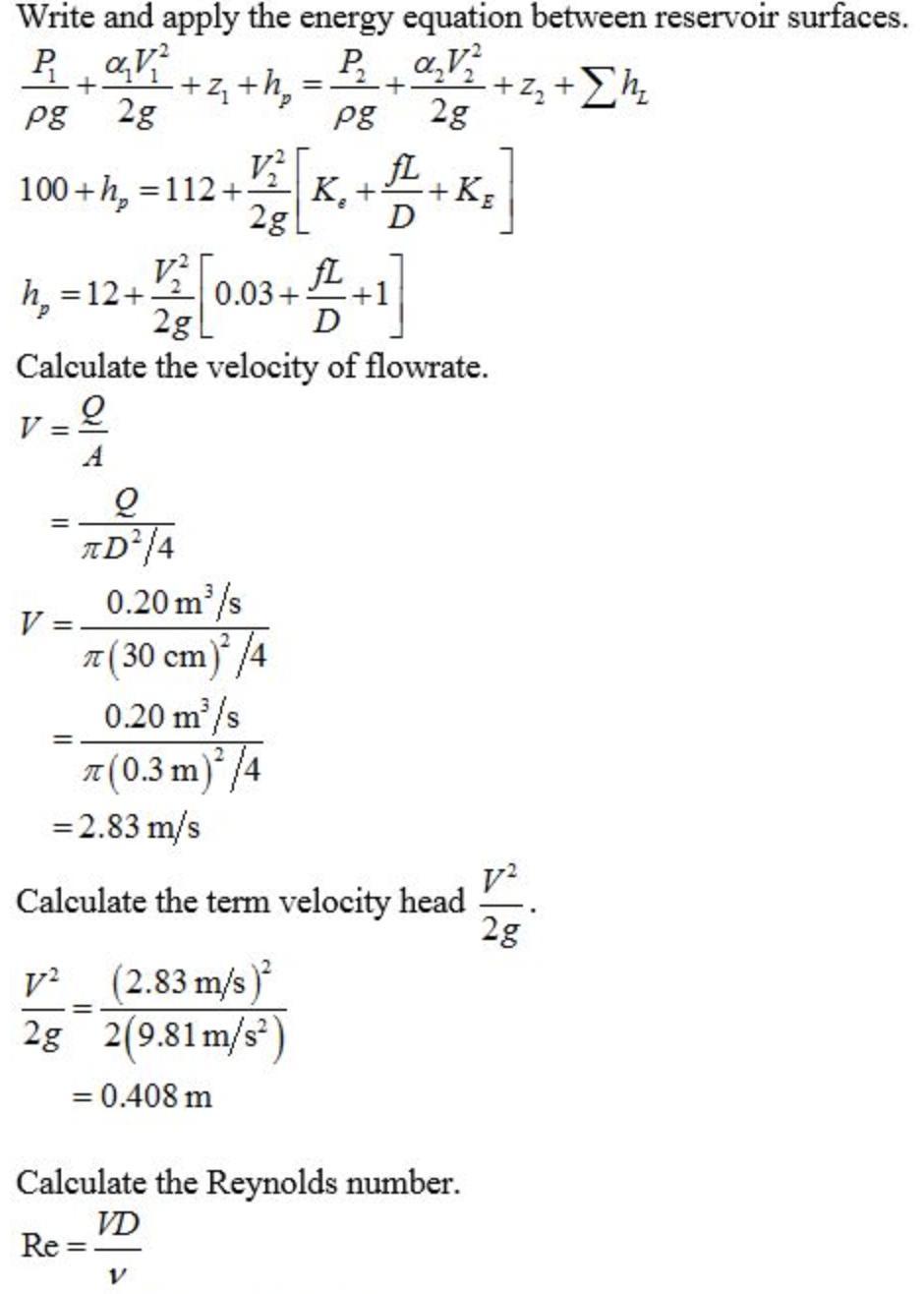 what power must the pump supply to the system to pump the oil from the lower reservoir to the upper reservoir