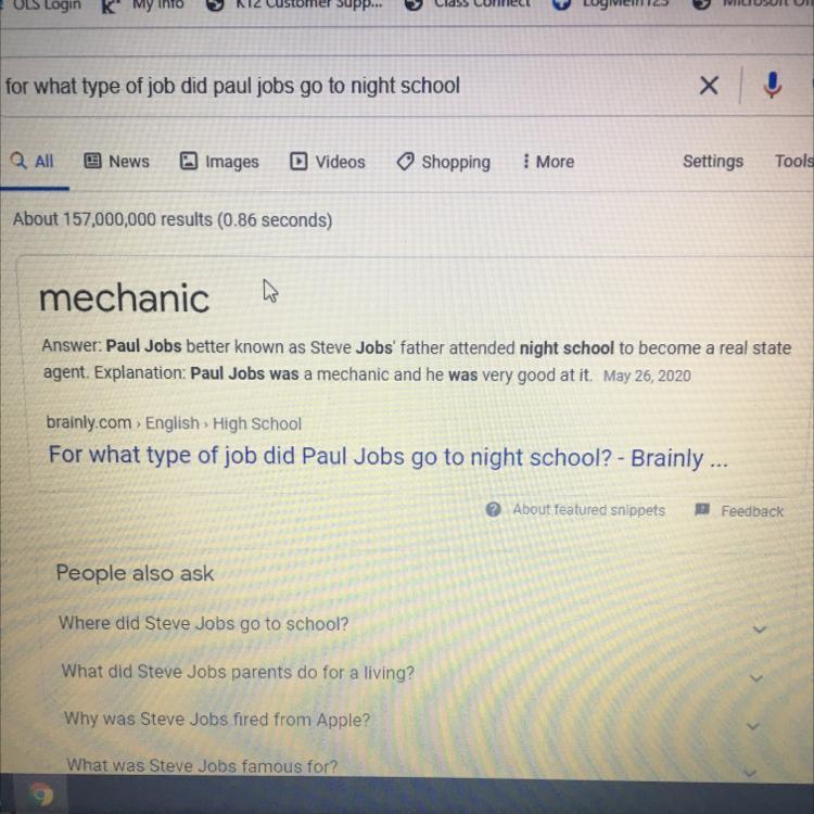 For What Type Of Job Did Paul Jobs Go To Night School? Real Estate License Auto Mechaniccar Salesmanteacher