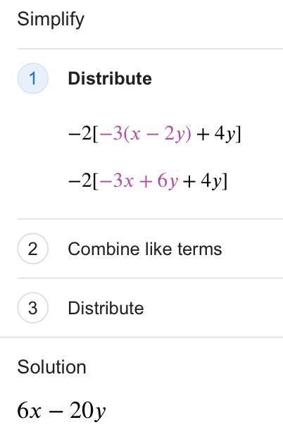 Simplify: 2[3(x 2y) + 4y].thanks!